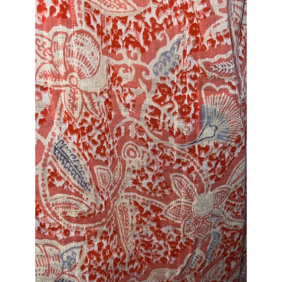 Tory Burch Floral Cotton Gauze Blouse Size 4 Melon Emmarentia Summer Resort‎ EUC - Picture 5 of 7